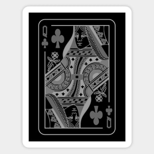 Queen of Clubs Grayscale Magnet